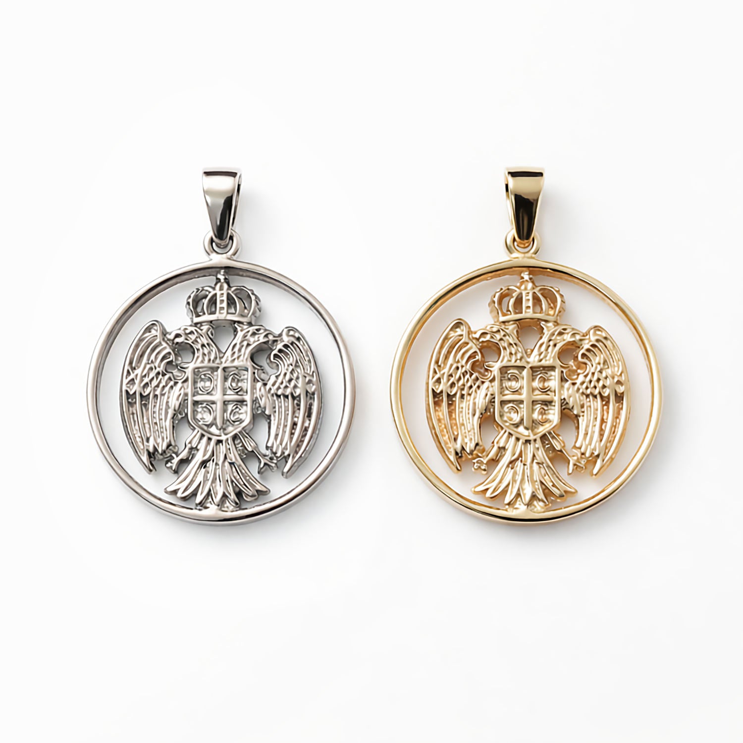 Serbian gifts gold jewelry eagle pendants