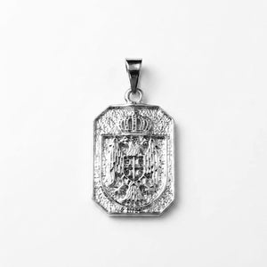 Serbian jewelry coat of arms eagle pendant white gold