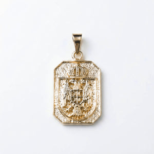 Serbian jewelry coat of arms eagle pendant yellow gold