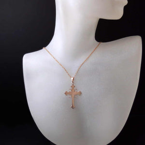 Serbian Orthodox Cross Pendant Pink Gold