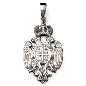 Serbian pendant men's large eagle coat of arms white gold