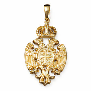 Serbian pendant men's large eagle coat of arms yellow gold