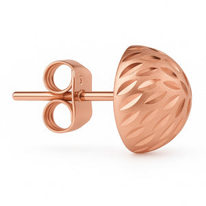 shimmery dome 14K rose gold stud earring sideview