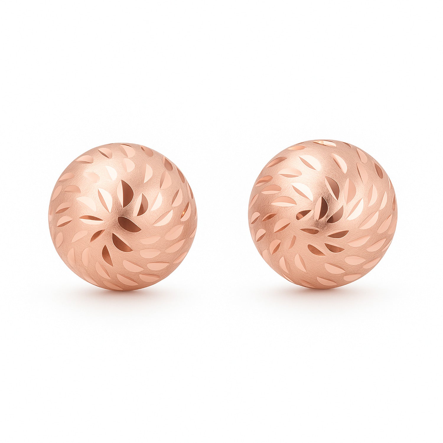 shimmery dome 14K rose gold studs earrings