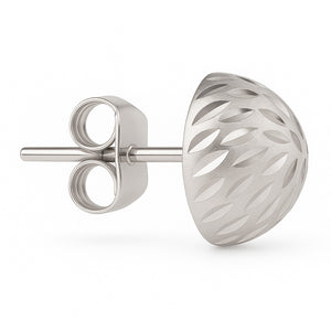 shimmery dome white gold stud earrings side view