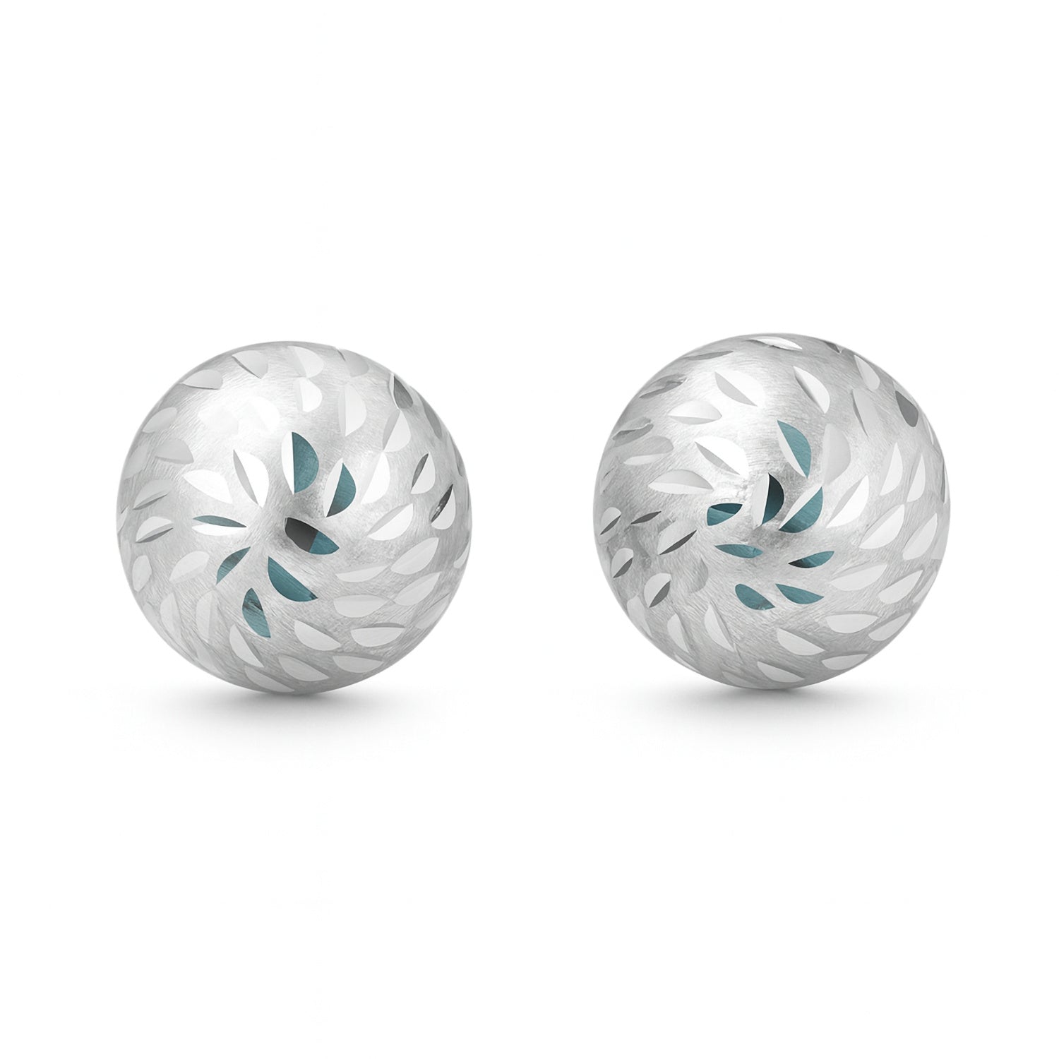 shimmery dome white gold studs earrings