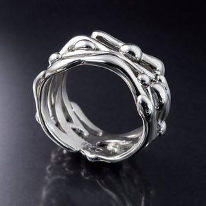 silver statement ring unique organic design