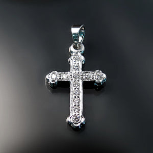 small orthodox cross with diamonds white gold