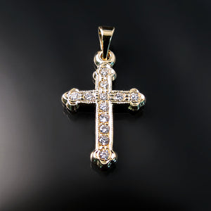 small orthodox cross with diamonds yellow gold