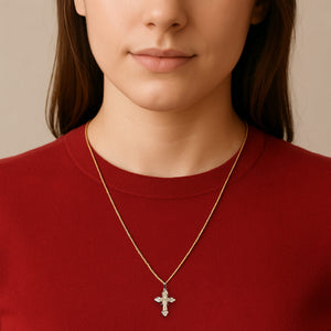small serbian orthodox cross on female model