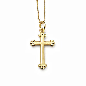small yellow gold orthodox cross necklace