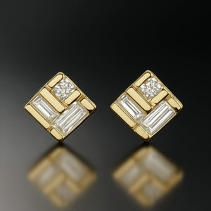 square diamond stud earrings