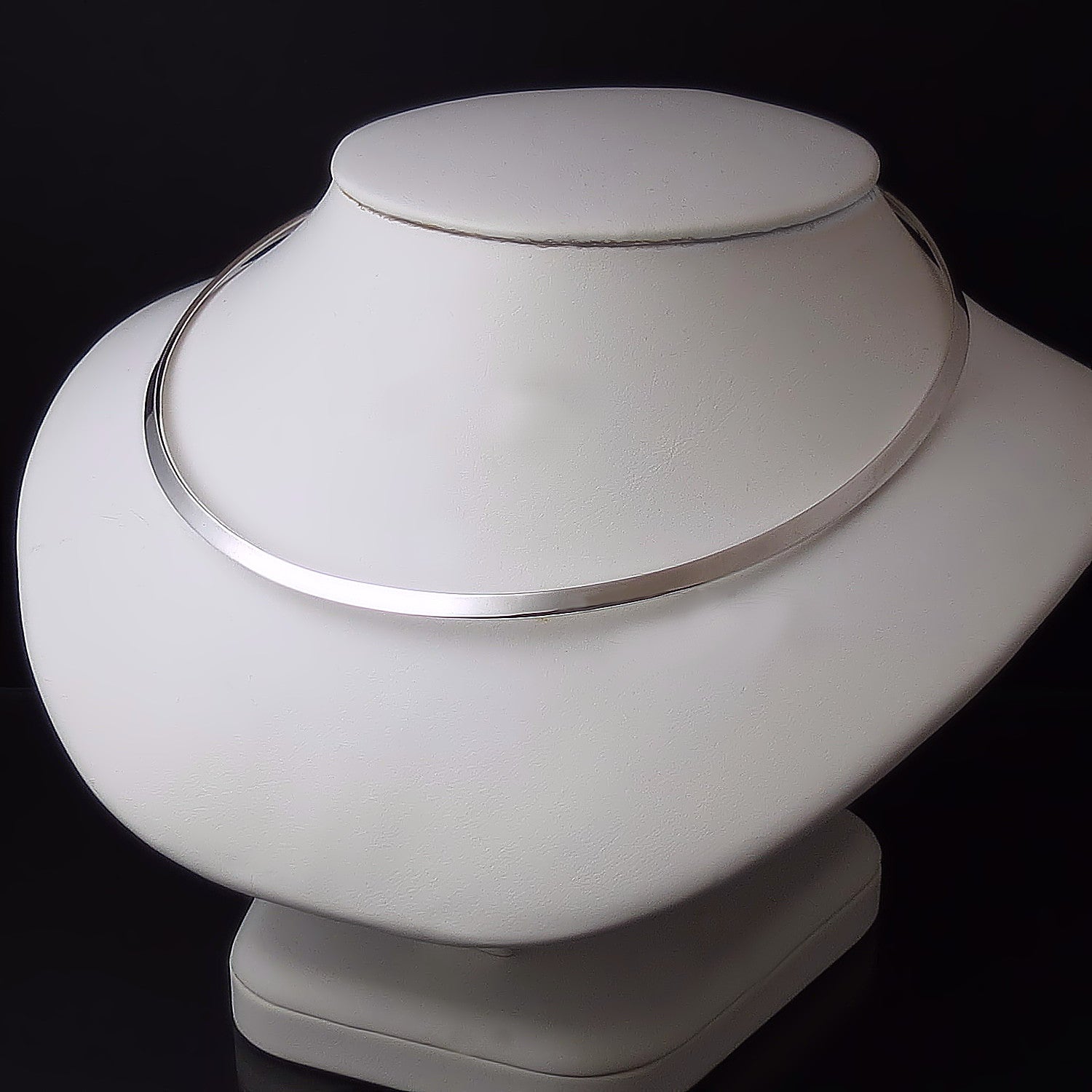 solid silver collar choker necklace