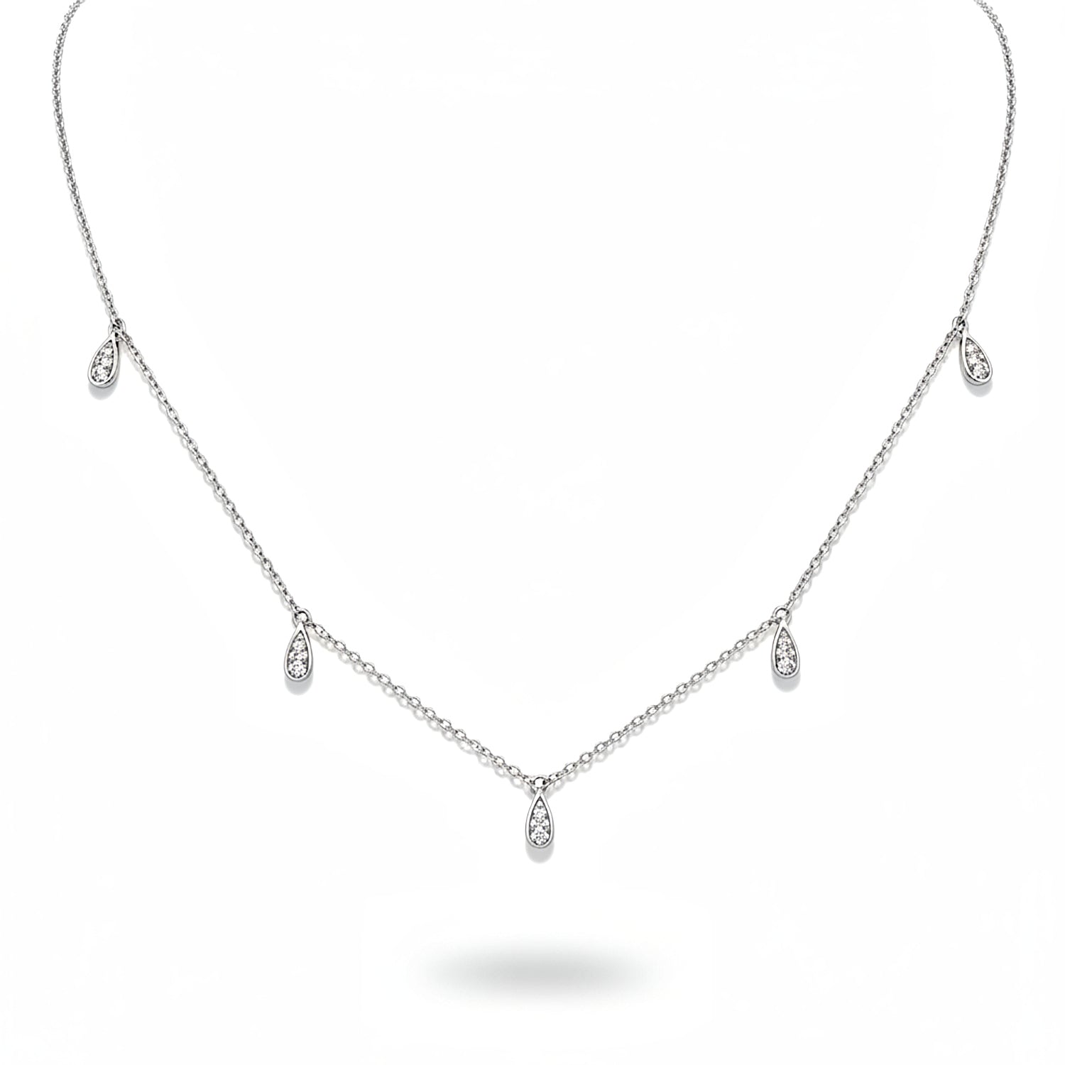 diamond teardrop station necklace