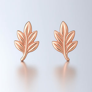 tiny leaf studs earrings rose gold