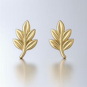 tiny leaf studs earrings gold