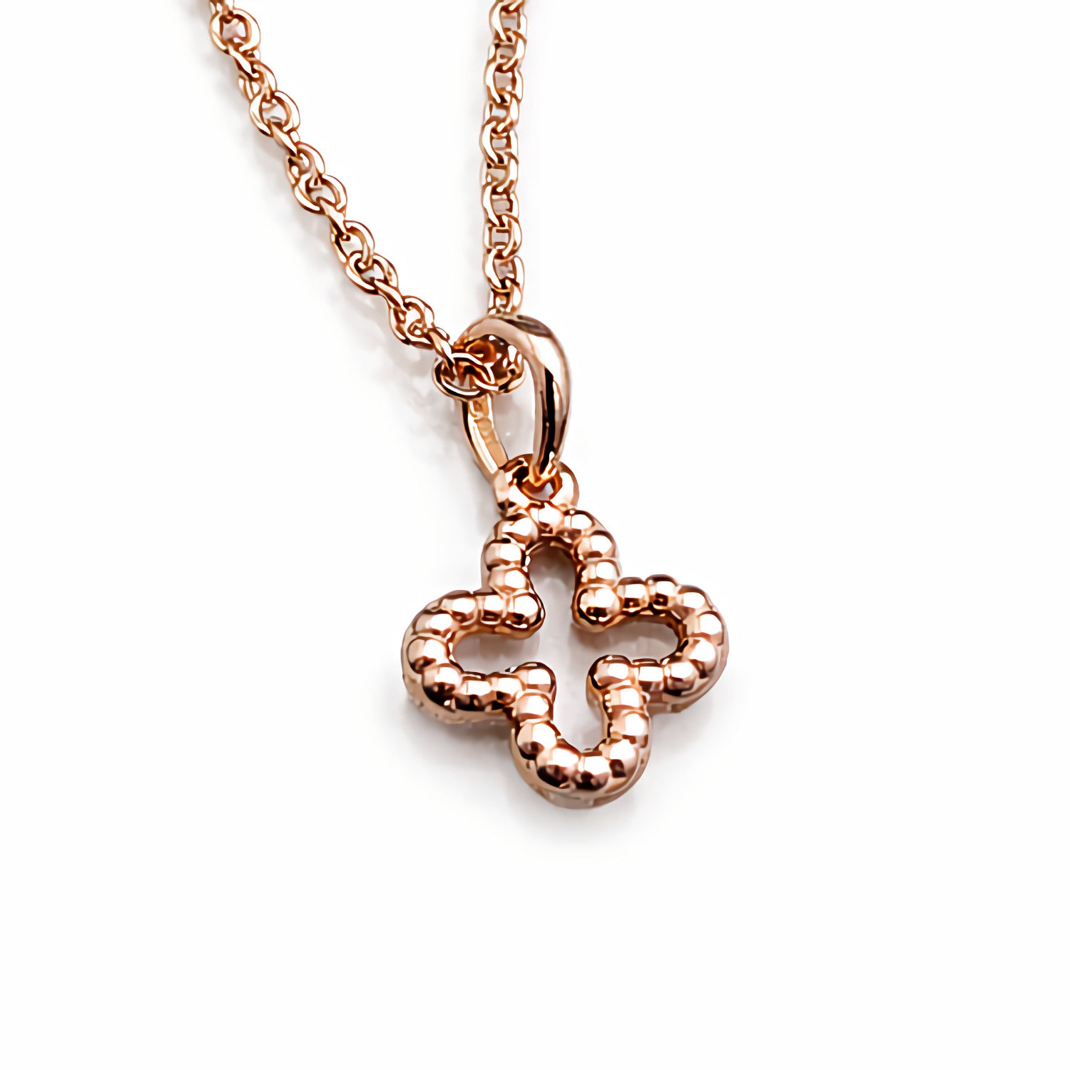 tiny rose gold clover charm pendant necklace