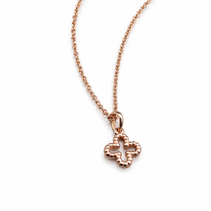 Tiny Lucky Four Leaf Clover Charm in Rose Gold
