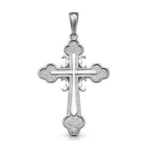 Serbian Orthodox cross pendant white gold