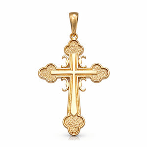 Serbian Orthodox cross pendant yellow gold