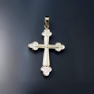 trefoil Greek Orthodox cross yellow gold
