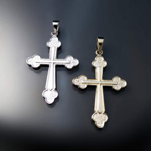 trefoil Greek Orthodox crosses solid gold