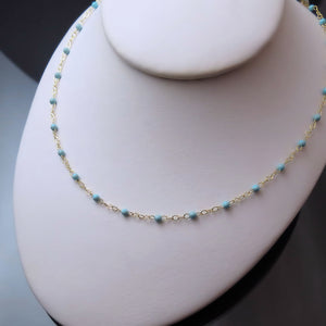 turquoise bead chain necklace 14K gold