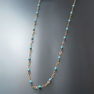 turquoise bead chain necklace real gold