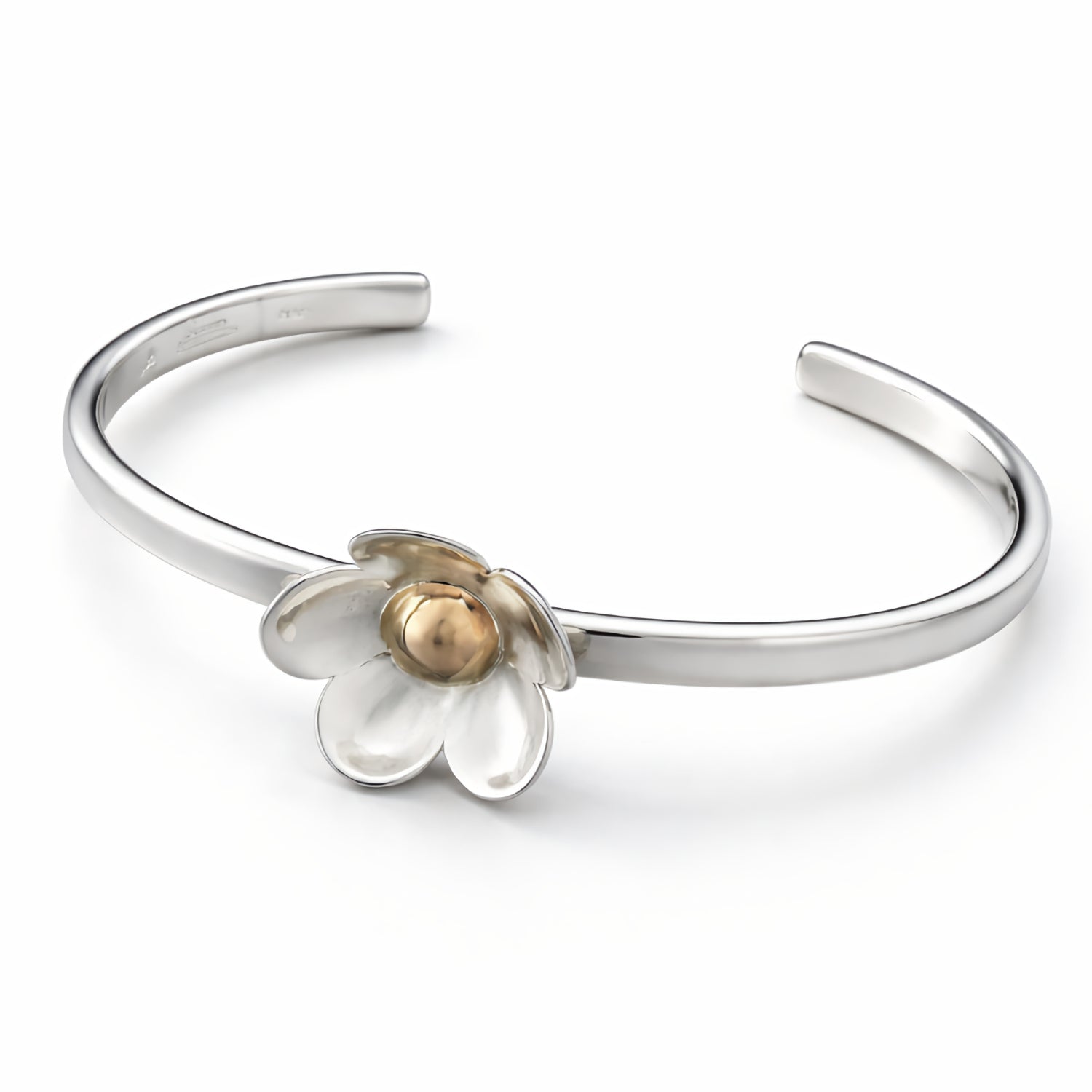 two tone daisy cuff bracelet