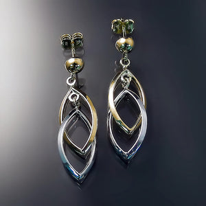 10K two tone gold dangle earrings