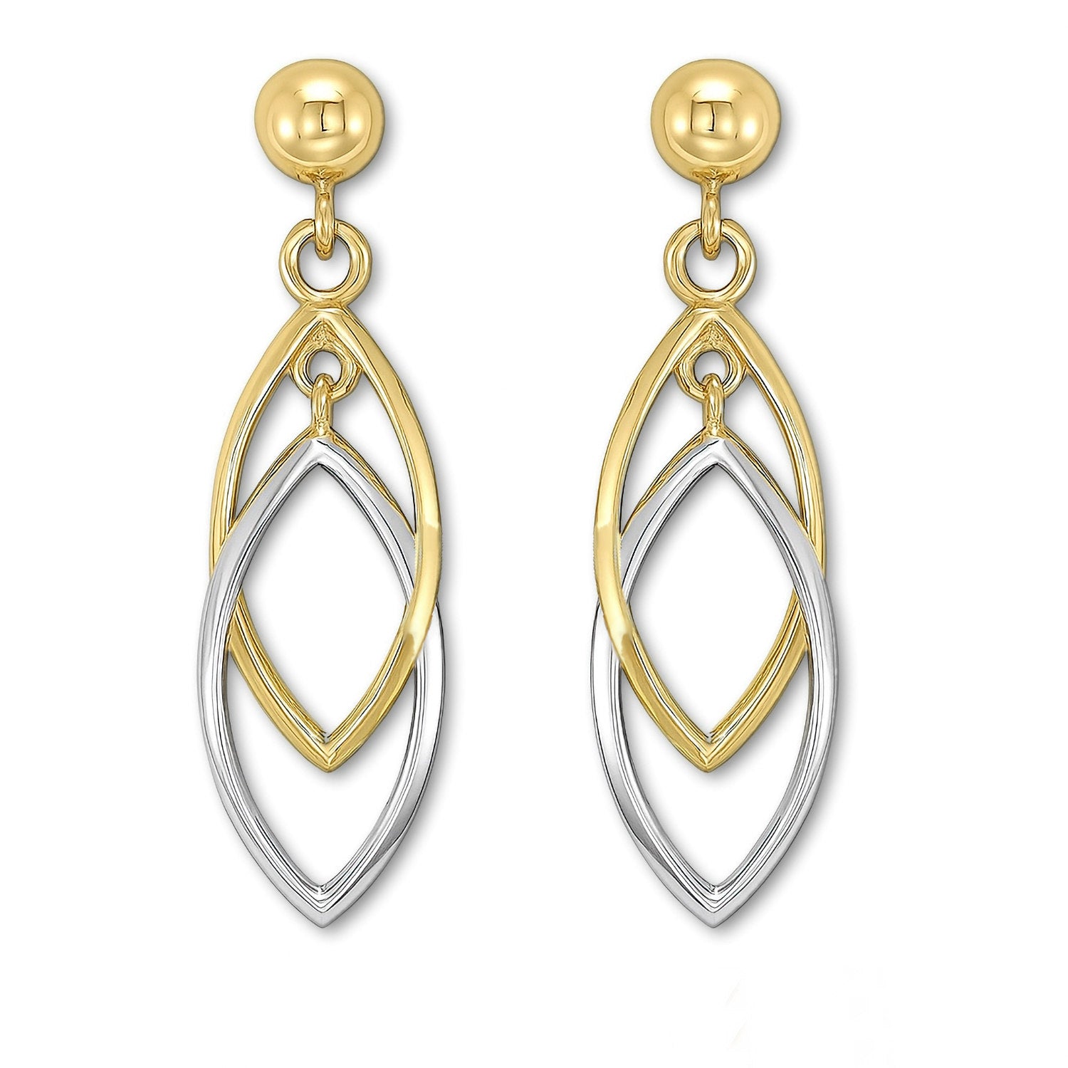 two tone gold dangle earrings
