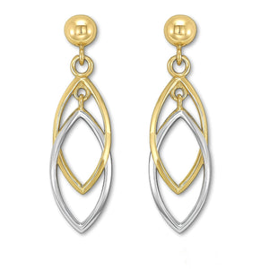 two tone gold dangle earrings