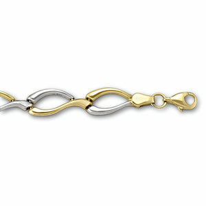 two tone gold fluid link bracelet closeup
