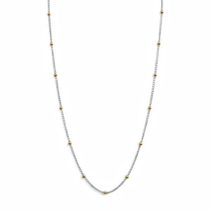 two tone gold station cable chain with beads