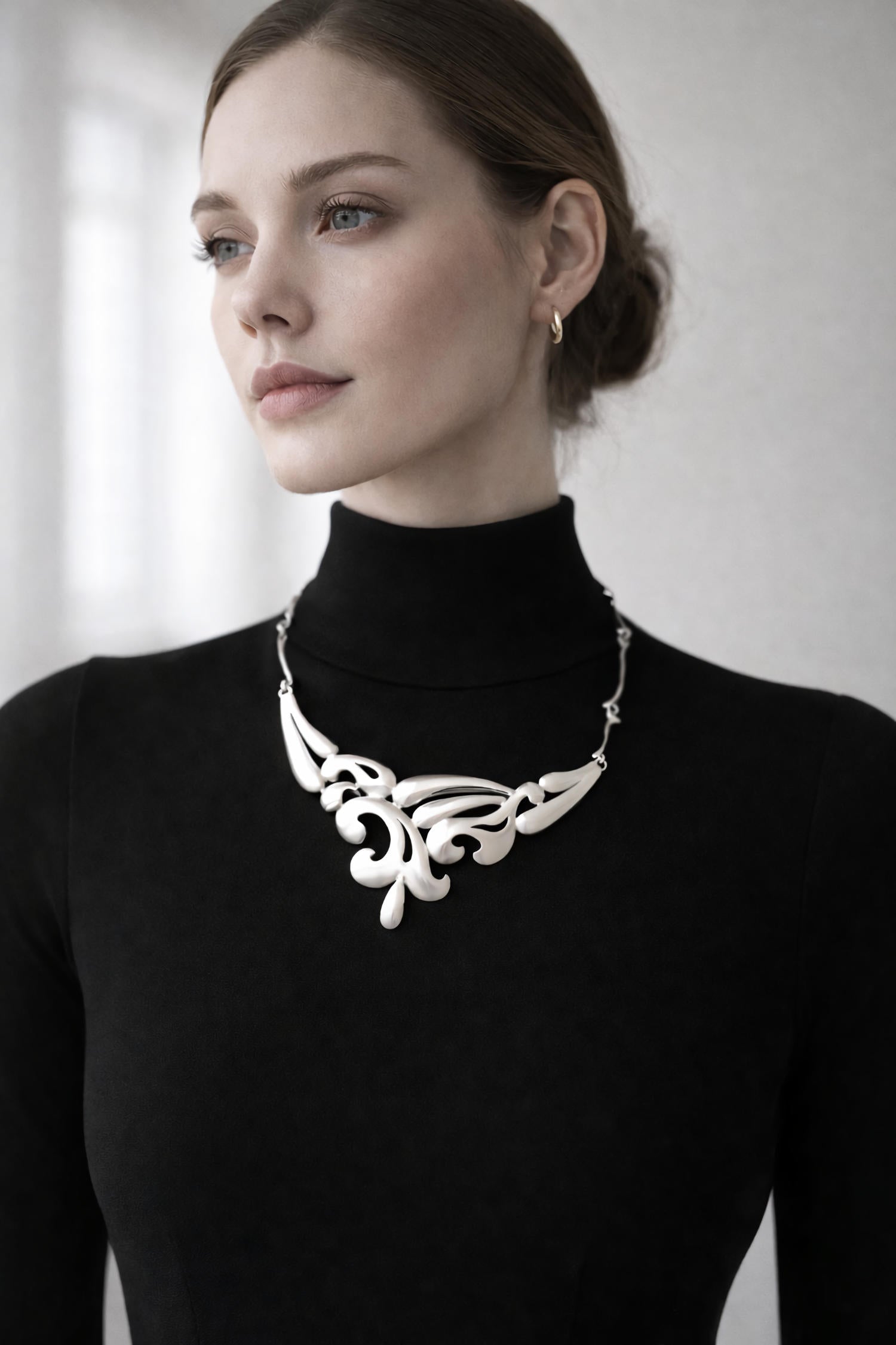 unique elegant silver statement necklace