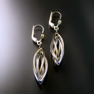 unique elegant two tone gold dangle earrings