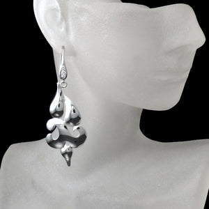 unique large statement earrings in silver