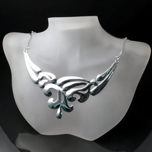 unique modern silver statement necklace