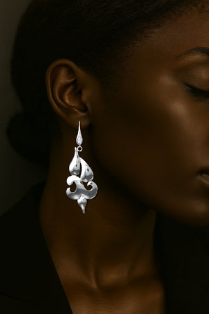 unique modern statement earrings in silver