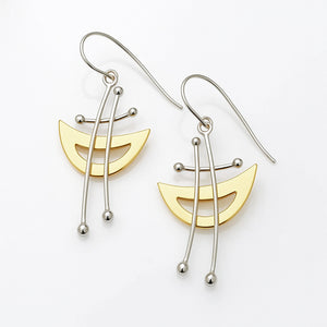 unique modern two tone gold sculptural art statement earrings