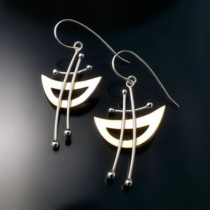 unique modern two tone gold statement earrings