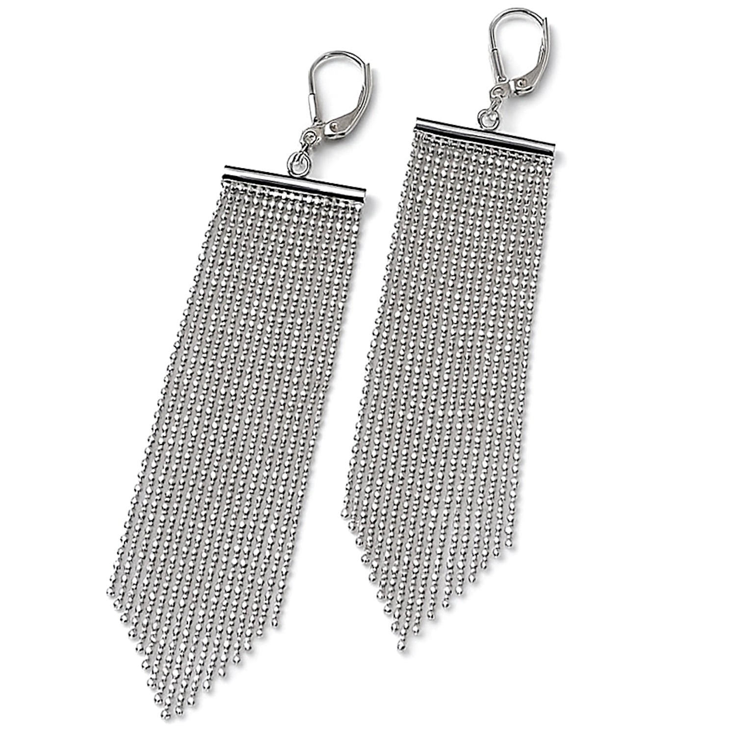 very long silver statement earrings