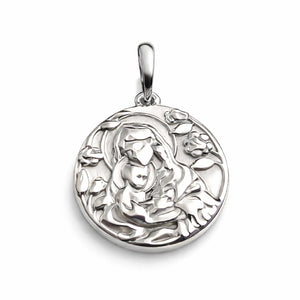 Virgin mother Mary Madonna Bogorodica pendant in white gold
