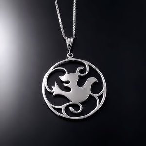 white gold bird dove pendant