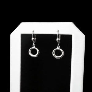 white gold circle drop earrings
