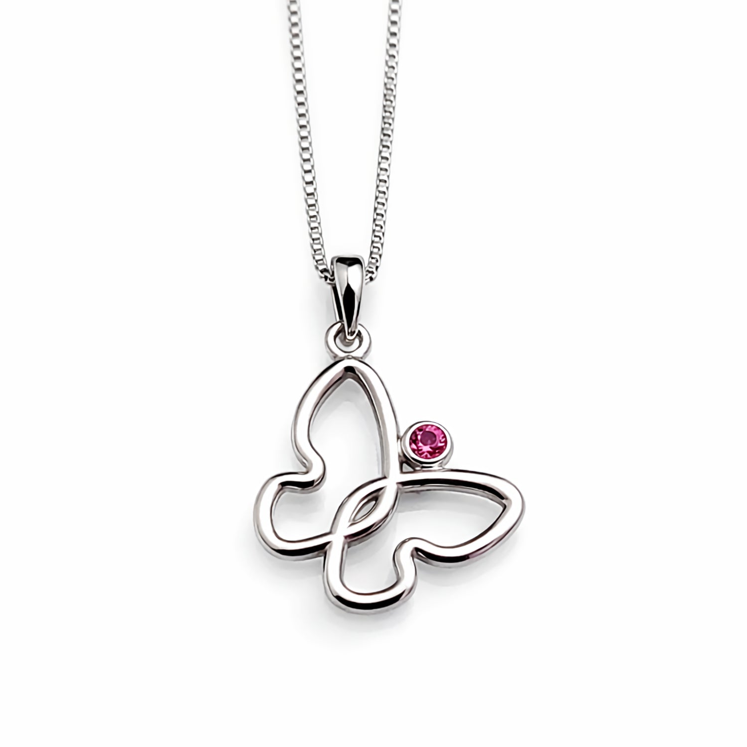 white gold pink sapphire butterfly pendant or necklace