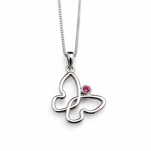 white gold pink sapphire butterfly pendant or necklace