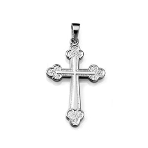 white gold Russian Greek Ukrainian Orthodox cross pendant