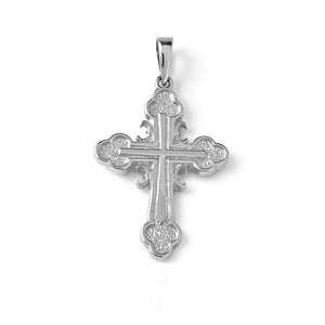 white gold serbian orthodox cross small