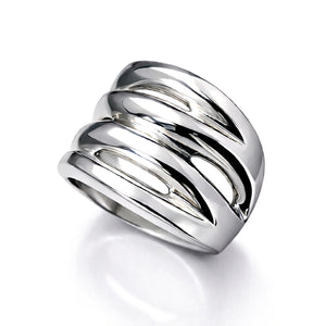 white gold wide statement ring zebra pattern